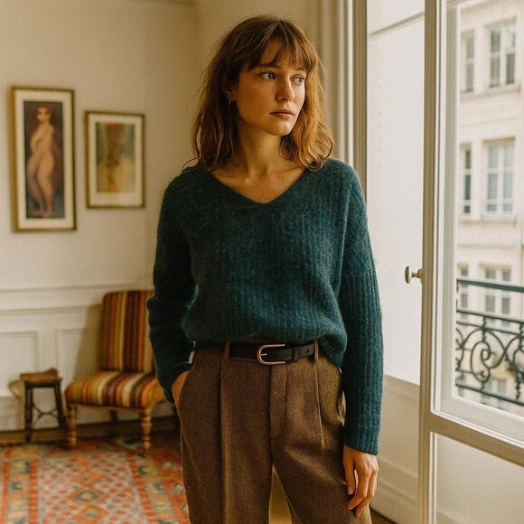 Mes Soeurs Et Moi Merino Wool Mohair Knit Sweater Cropped French Parisian Crop - Picture 10 of 10